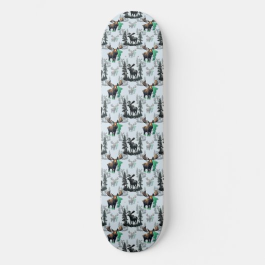 Elch Elch Antlers Deer Muster Design Skateboard (Vorderseite)