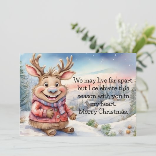 Elch Far Apart Feiertagskarte (Stehend Vorderseite)