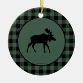 Elch-grüne schwarze karierte Grenze Keramikornament (Vorne)