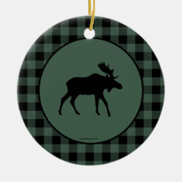 Elch-grüne schwarze karierte Grenze Keramikornament