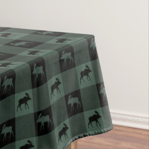 Elch-grünes schwarzes kariertes tischdecke