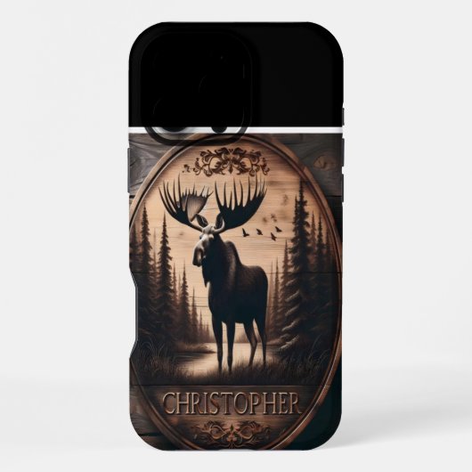 Elch-Holzschild iPhone Hülle (Rückseite)