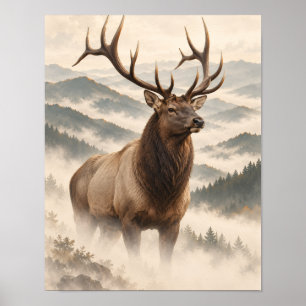 Elch im Copper Mist Mountain Wildlife Poster