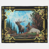 Elch im Montana-Gebirge, Bulle und Kuh-Fleece Blan Fleecedecke (Vorderseite (Horizontal))