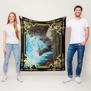 Elch im Montana-Gebirge, Bulle und Kuh-Fleece Blan Fleecedecke