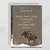 Elch im Schnee Einladung (Vorne/Hinten)