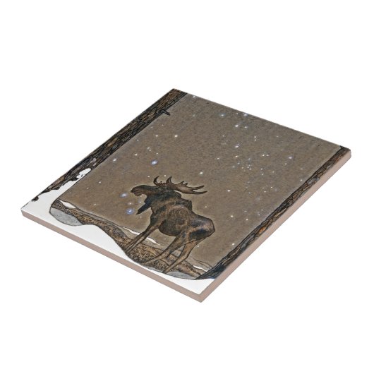 Elch im Schnee Fliese (Seite)