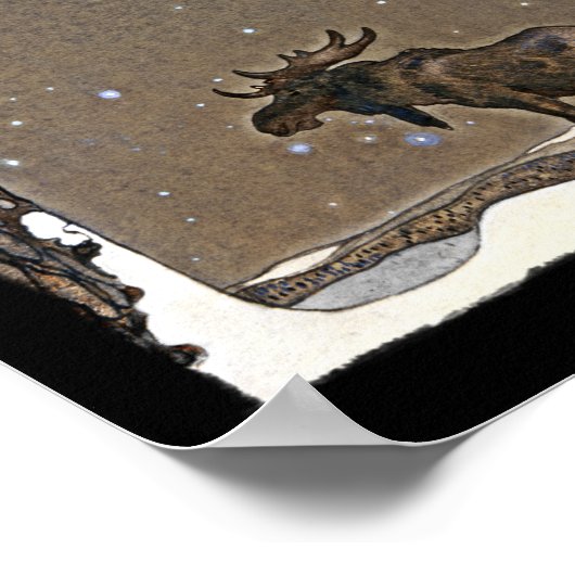 Elch im Schnee Poster (Ecke)