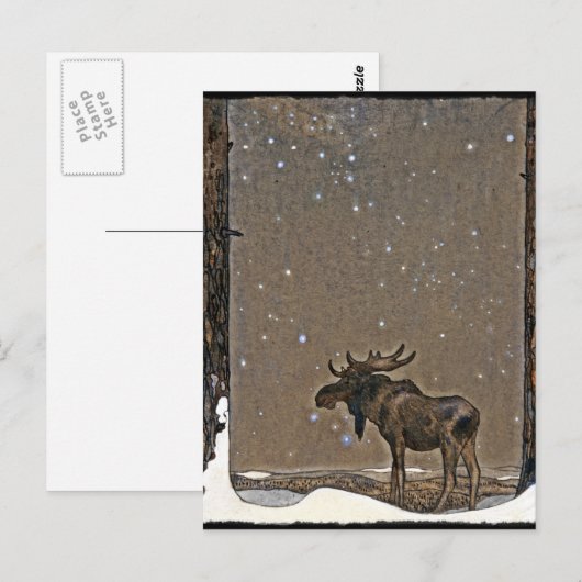 Elch im Schnee Postkarte (Vorne/Hinten)