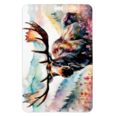 Elch in Aquarell-Wildblumen Magnet (Vertikal)