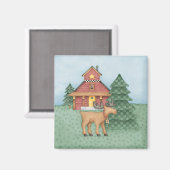Elch in der Hütte Magnet (Vorderseite/Rückseite)