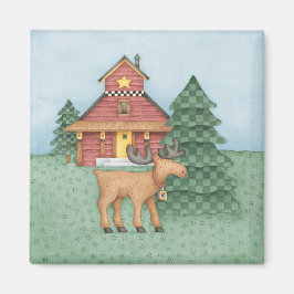 Elch in der Hütte Magnet