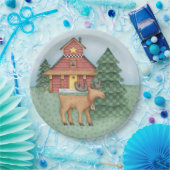Elch in der Hütte Pappteller (Party)