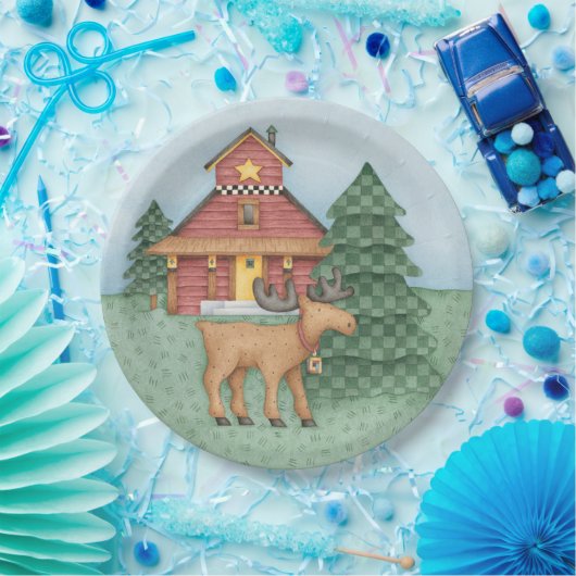 Elch in der Hütte Pappteller (Party)