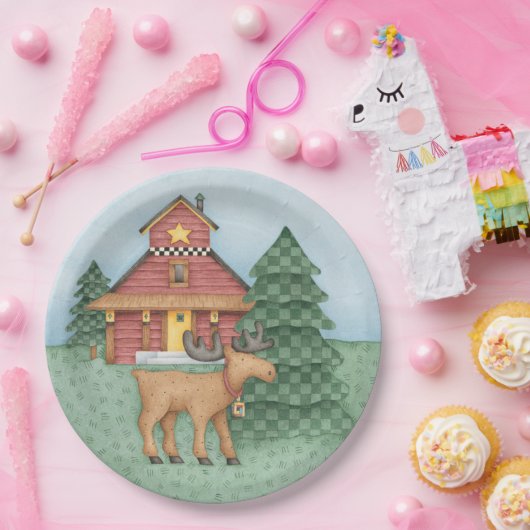 Elch in der Hütte Pappteller (Party)