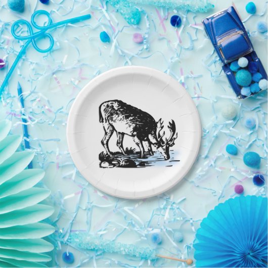 Elch in Stream Pappteller (Party)