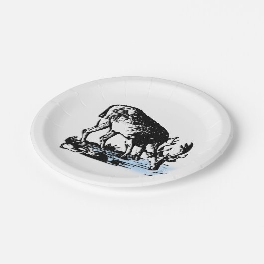 Elch in Stream Pappteller (Schrägansicht)