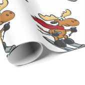 Elch ist im Winter Skaten| Rückenfarbe Geschenkpapier (Rolleneckpunkt)