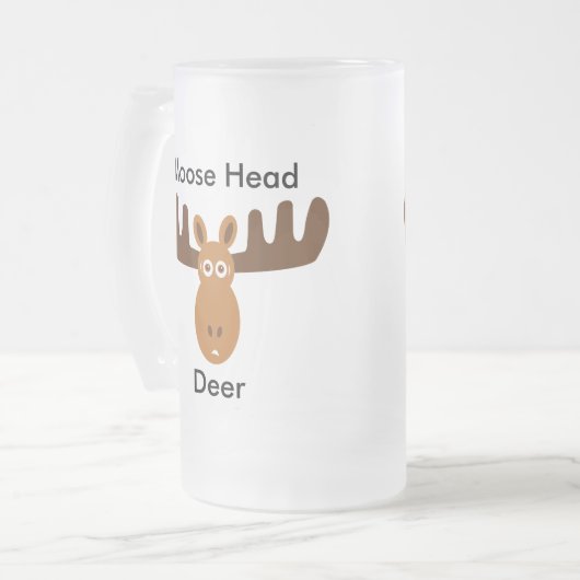 Elch Kopf-Elch Kopf Hirsch Mattglas Bierglas (Vorderseite Links)