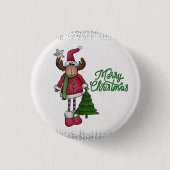 Elch mit Baum Button (Vorderseite)