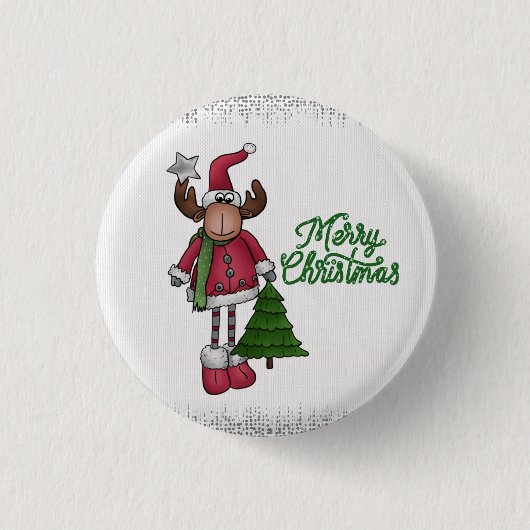 Elch mit Baum Button (Vorderseite)