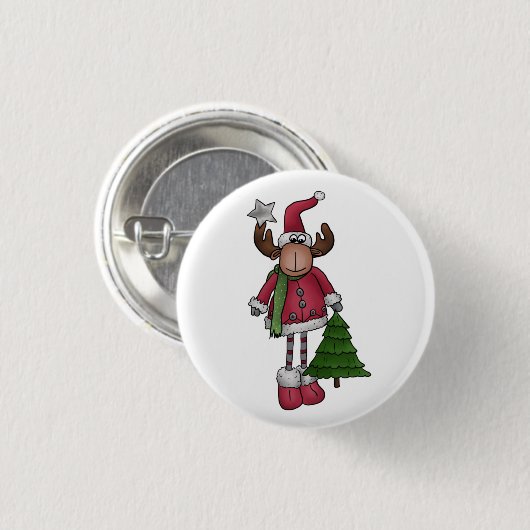 Elch mit Baum Button (Vorne & Hinten)