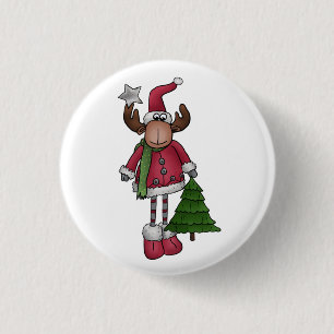 Elch mit Baum Button