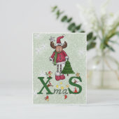 Elch mit Baum Feiertagspostkarte (Stehend Vorderseite)