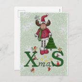 Elch mit Baum Feiertagspostkarte (Vorne/Hinten)