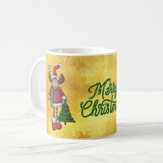 Elch mit Baum Kaffeetasse (Vorderseite Links)