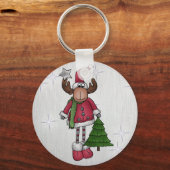 Elch mit Baum Schlüsselanhänger (Vorderseite)