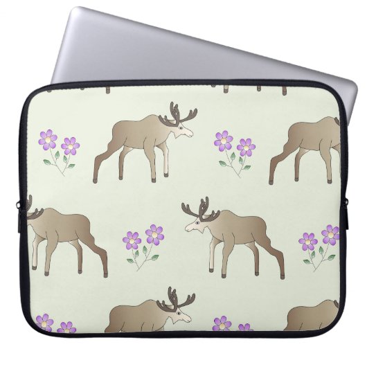 Elch mit Blume Laptopschutzhülle (Vorderseite)
