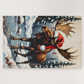 Elch mit Geweih Weihnachtsdekoration Hut Puzzle (Horizontal)