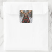 Elch mit hässlichem Weihnachtspullover Quadratischer Aufkleber (Tasche)