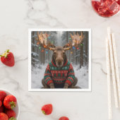 Elch mit hässlichem Weihnachtspullover Serviette (Beispiel)