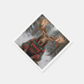 Elch mit hässlichem Weihnachtspullover Serviette (Ecke)