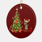 Elch mit Hut LIGHTS Weihnachten Keramik Ornament (Links)