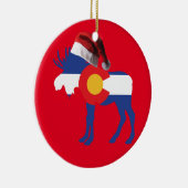 Elch mit Santa Claus Hat Keramik Ornament (Rechts)