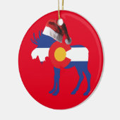 Elch mit Santa Claus Hat Keramik Ornament (Links)