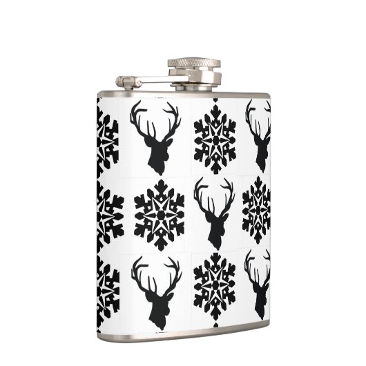 Elch mit Schneeflocken Flachmann (Rechts)