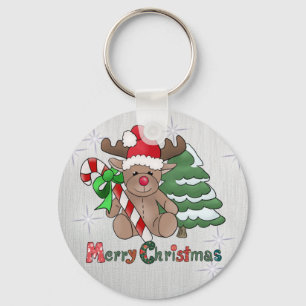 Elch mit Zuckerseltsch Schlüsselanhänger