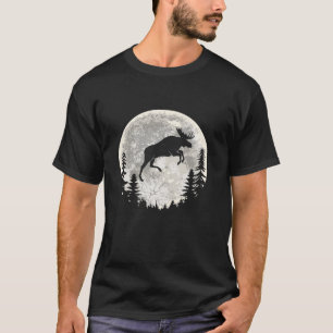 Elch Moose Animal Wildlife Moon Long Sleeve T Shir T-Shirt