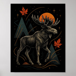 Elch Natur Wildnis Herbst Abenteuer Wald  Poster