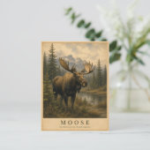 Elch Nördliche Wälder VINTAGE Postkarte (Stehend Vorderseite)