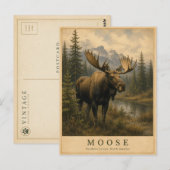 Elch Nördliche Wälder VINTAGE Postkarte (Vorne/Hinten)