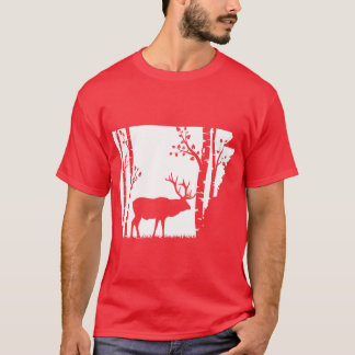 Elch- oder Wapiti-Jagd Arkansas-Kartenwald vintage T-Shirt