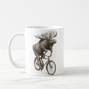 Elch Reitfahrrad Vintage Tier Kunst Liebhaber Kaffeetasse