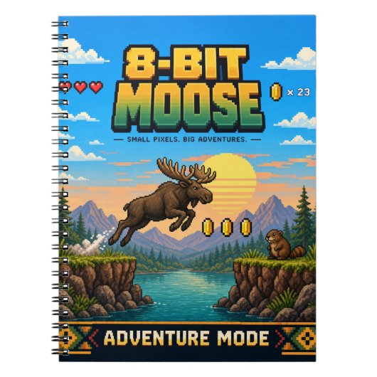 Elch, Retro-8-Bit-Pixelkunst Notizblock (Vorderseite)