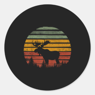 Elch Retro Vintage 80er Lustiges Elchliebhaber-Ges Runder Aufkleber