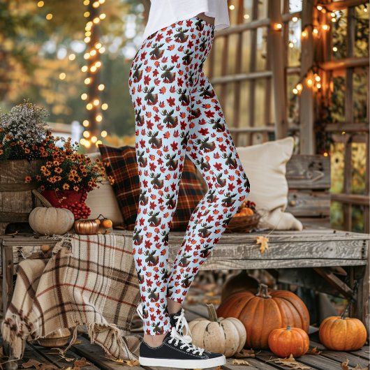 Elch Rote Ahornblätter  Leggings